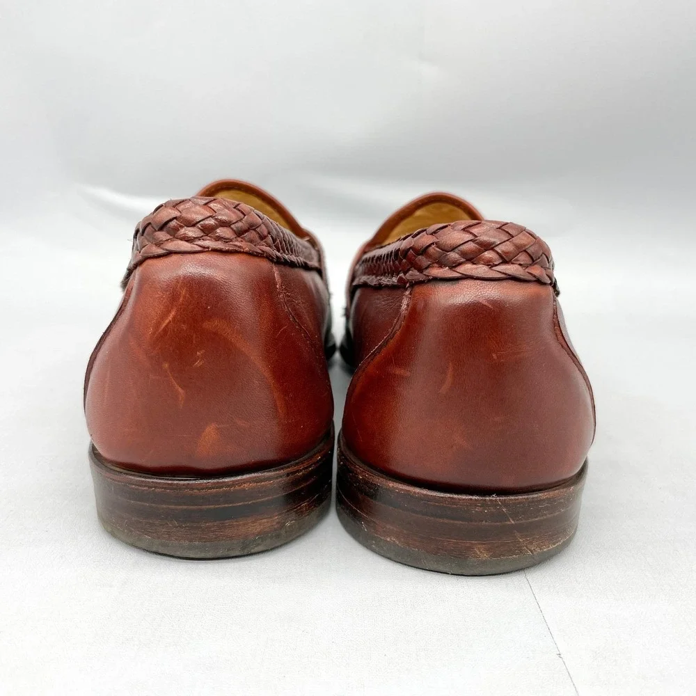 Allen Edmonds Maxfield Tassel Loafers Mens 11 D Brown Leather Braided USA Preppy